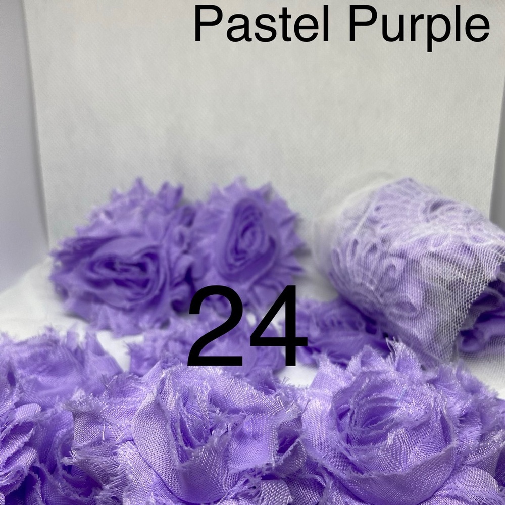 Lot of 24 Pastel Purple shabby flowers NEW DIY
